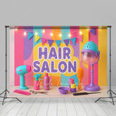 Aperturee - Aperturee Lighted Colorful Hair Salon Cake Smash Photo Backdrop